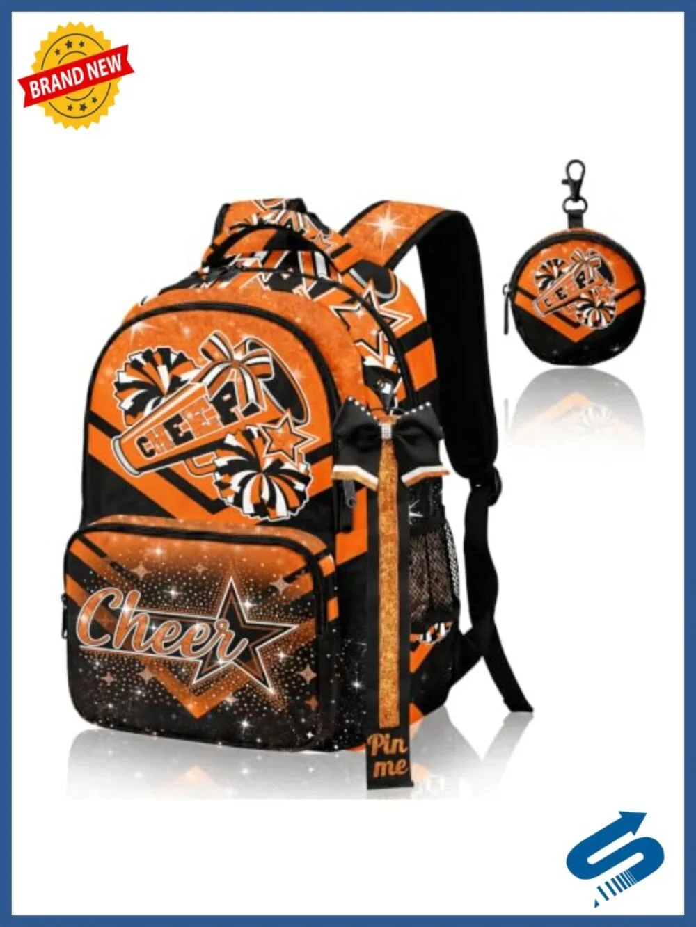 Cheer Backpack with Coin Purse Women's Travel Gym Bag Water Resistant Polyester